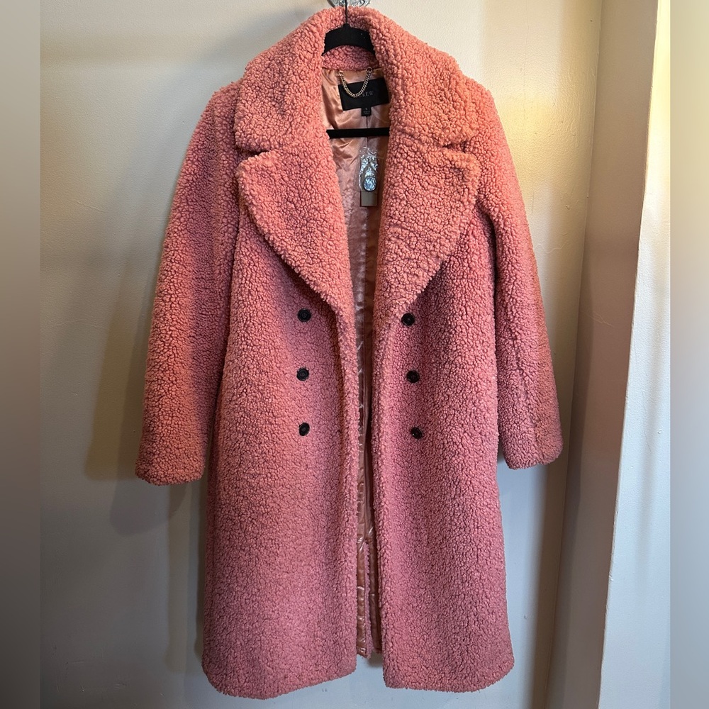 Perfect pink boucle jcrew teddy pea coat